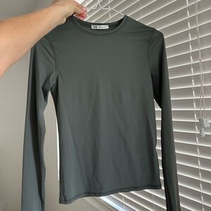 Zara Long Sleeve Polyamide Shirt in khaki